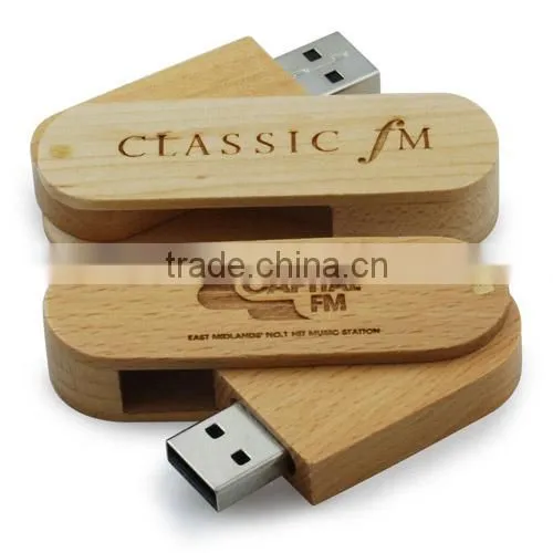 Password Protected Swivel Style 32gb Usb Key Wood photo-6