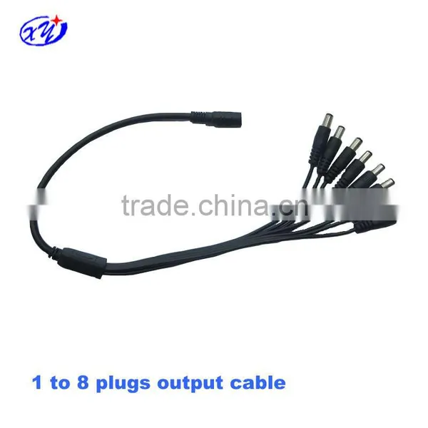 Output Power Cord With Male and Female Plug, 1 to 8 Plugs