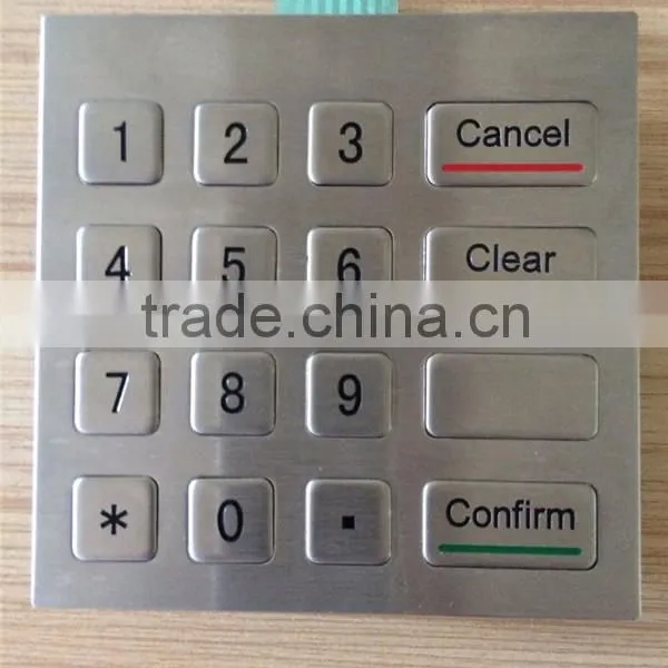 High Quality Stainless Steel Bank 4x4 Matrix 16 Keys Access Control Keypad photo-3