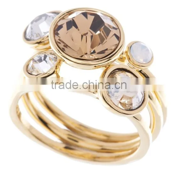 14K Gold Stacking Ring Diamonds Ruby and Clear Gemstone Stacking Rings Sets of 3 photo-3