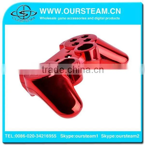 Red Chrome Faceplate for PS3 Wireless Controller Chrome Housing for PS3 Controller Full Shell and Full Set Buttons photo-5