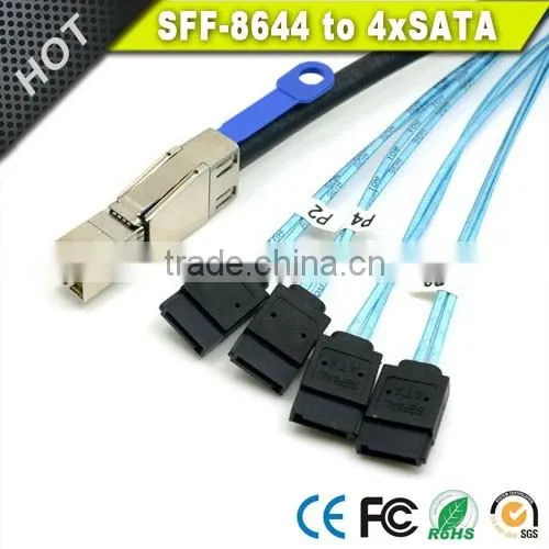 1 Meter External Mini SAS HD SFF-8644 to 4 X SATA Cable photo-5