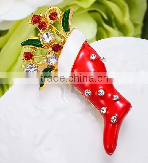 Pair Of Santa's Red Boots X'mas Brooch photo-2