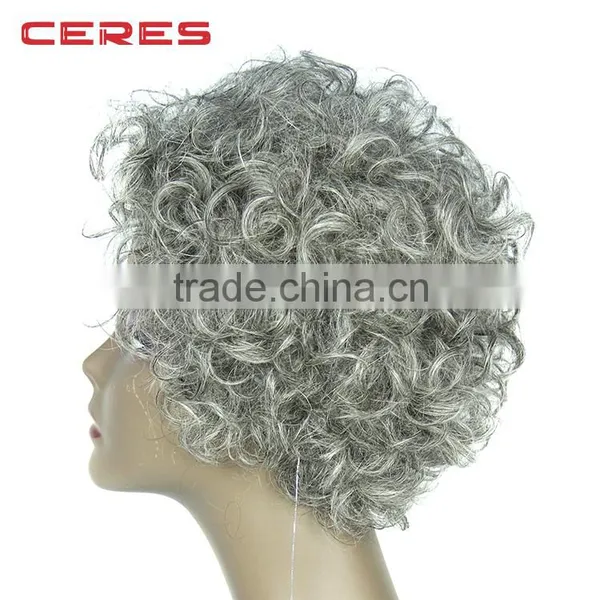 In Stock Silver Grey Wig, Low Price 100% Human Hair Fashional Short Wig for Women photo-3