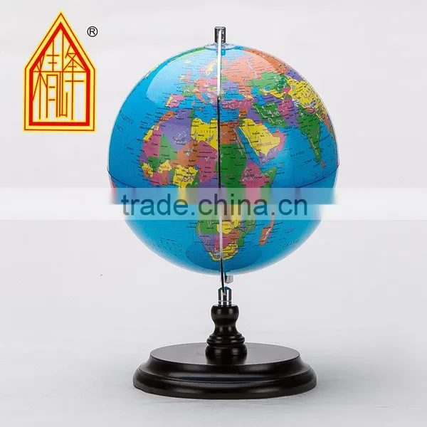 10 Inch (25cm) PVC Globe Wood Base Metal Ruler photo-4