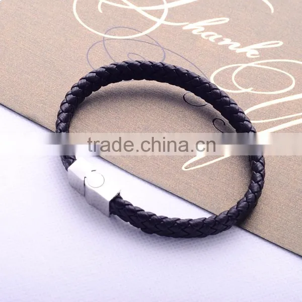 <<<European Style Trendy Clasps Woven Bangle Wrap For Men Gift Personalized Alloy Leather Bracelets/ photo-2