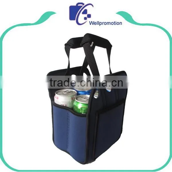 Neoprene 6 Pack Beer Can Holder With Neoprene Bottle Holder