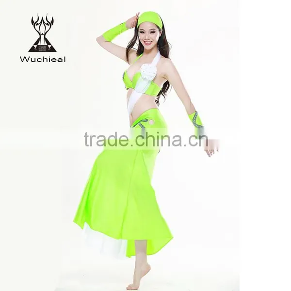 Wuchieal Wholesale 2015 Elegant Spandex Long Arabian Ballroom Performance Costume Dress for Women photo-5