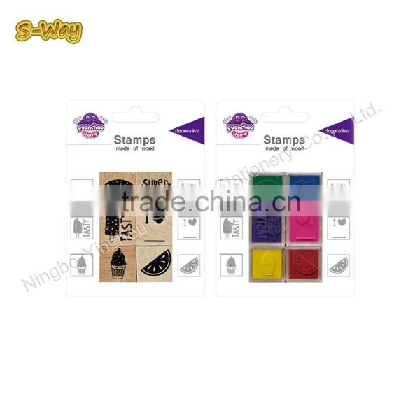 Self Inking Stamp Wooden Stamp for Toy Kids
