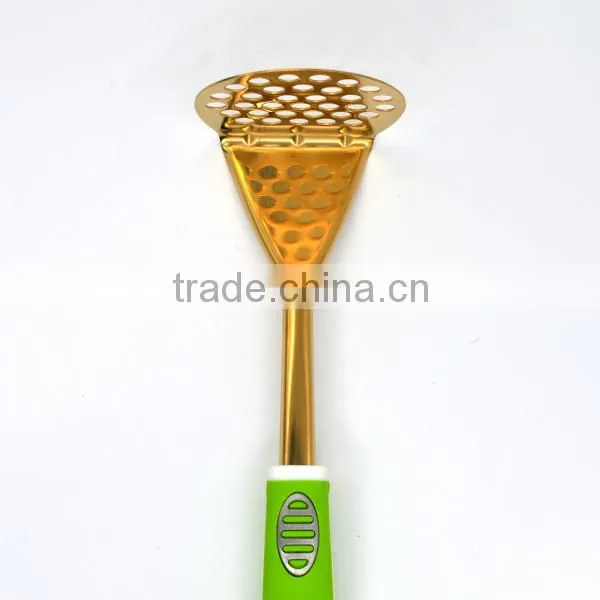 Hot Sales in Amazon FDA LFGB Grade Gold Plating Spud Blender Potato Masher photo-3