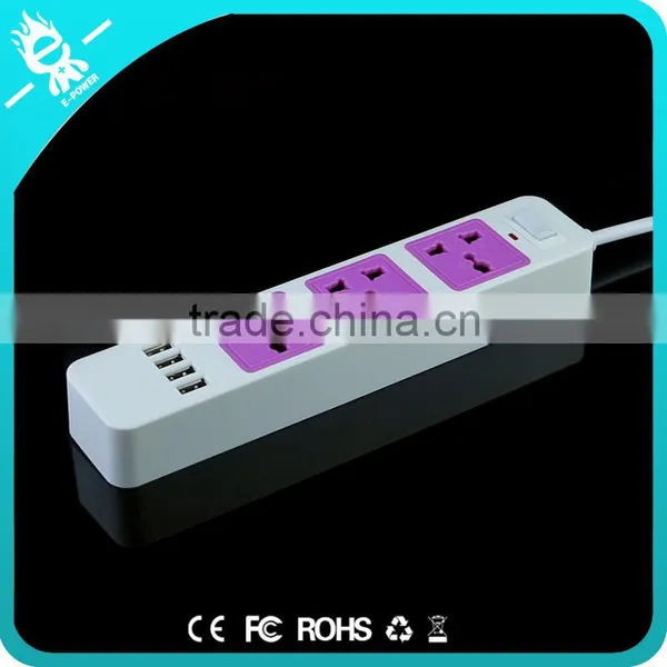 4 Usb 3-pin Plug Retractable Extension Pvc Multiple Power Socket With Switch photo-6