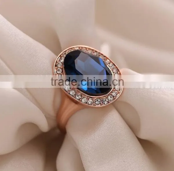 18K Gold Color Rings With Blue Gemstone 3gram Gold Ring photo-2