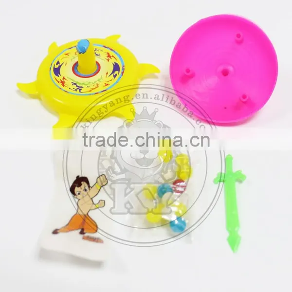 Plastic Spinning Top Candy Toy With Tattoo And Toy photo-5