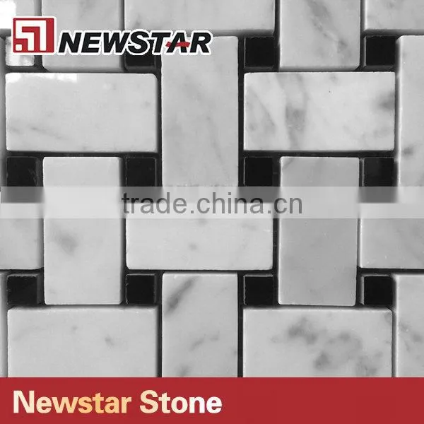 Newstar Cheap White Marble Basketweave Bathroom Wall Tile Ideas Mosaic photo-2