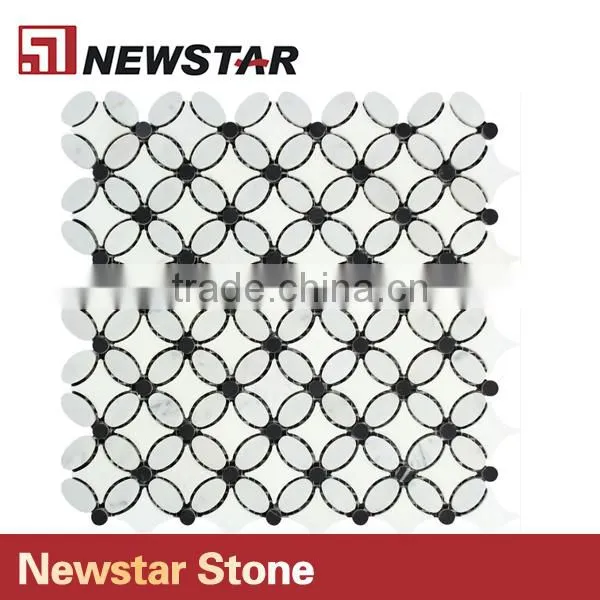 Newstar Hot Saling Italian White Carrrara Marble Flower Shape Mosaic photo-4