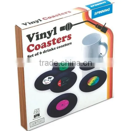 Factory Wholesale Set of 6 Vinyl Drink Coasters photo-6