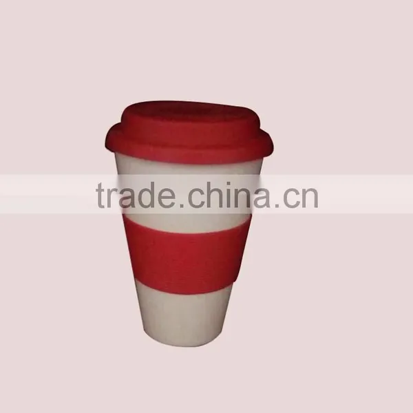 Biodegradable Bamboo Fiber Large Drinking Cup/mug With Lid and Ring photo-3