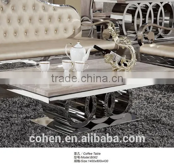 Modern Rectangular Stainless Steel Tea/coffee/center Table With Marble Top B062 photo-2