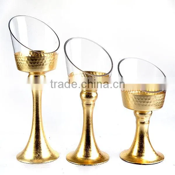 3-tier Tall Bell Shaped Glass Candle Holders for Wedding photo-3