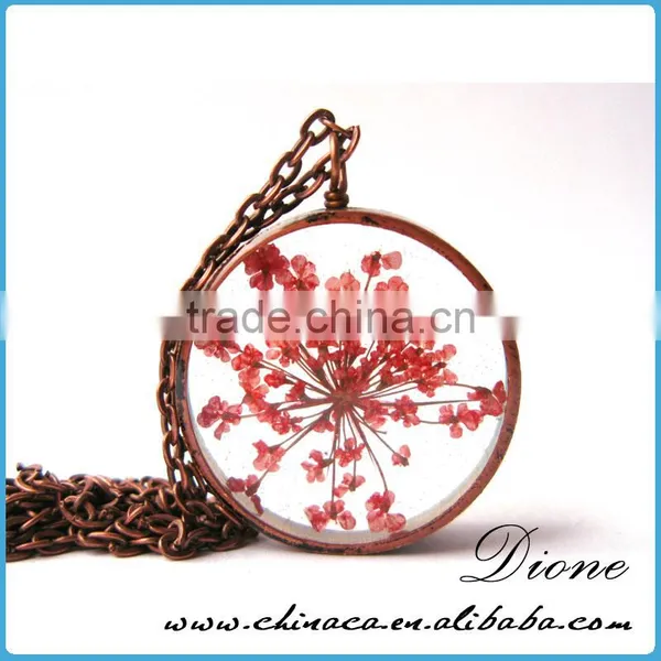Unique Resin Crafts Real Pressed Flowers Necklace Pendant for Womens photo-2