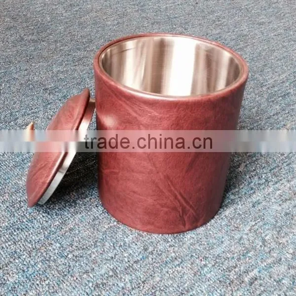 Leather Ice Bucket With Lid and Scoop,stainless Steel Ice Bucket,high Quality Product photo-2