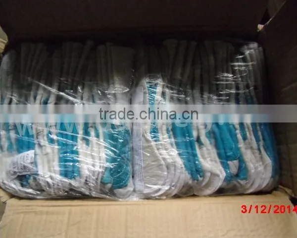 DDSAFETY Double Palm Leather Work Glove Reinforced Blue Leather Palm White Cotton Back photo-2