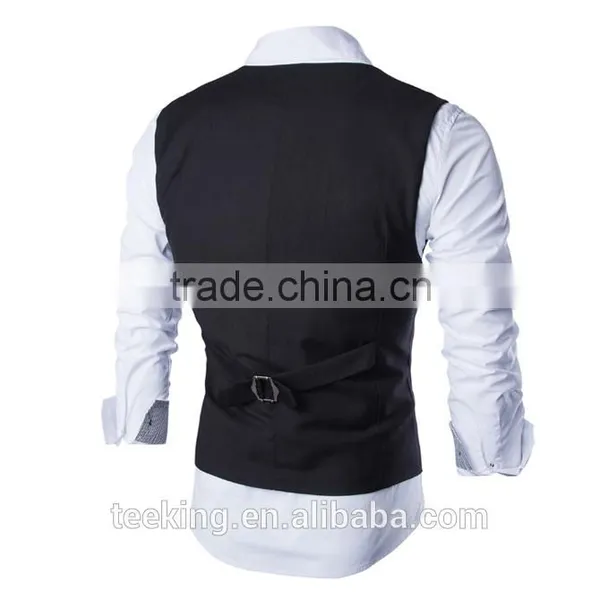 Korean Slim Single-breasted Vest Black Suit Vest Waistcoat photo-2