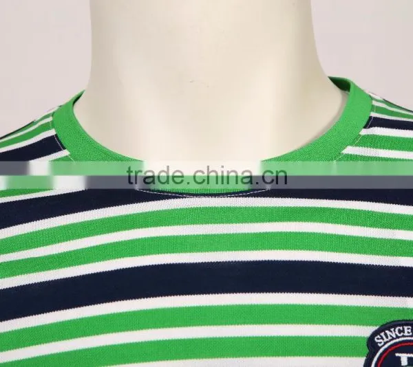 Wholesale Mens Flat Knit Striped Brand Cotton t Shirt photo-3