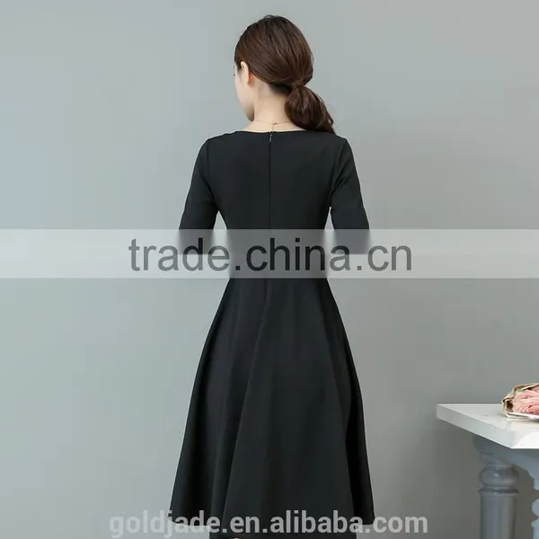 2016 Customized Manufacture Fashionable Wholesale Women Plain Color Dress Long-sleeve Spring Autumn Ladies Dress photo-4
