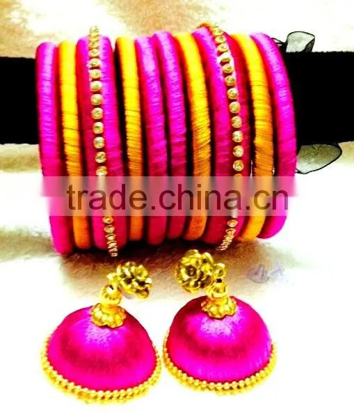 Stylish Handmade Silk Thread Jhumkas Earrings,Indian Fashion Jhumka Earrings,factory Direct Fashion Jewelry photo-4
