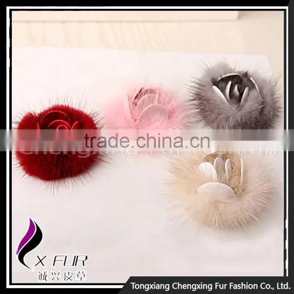 CX-A-25B Fashion Popular Genuine Mink Fur Flower Coat Brooch Pin photo-3