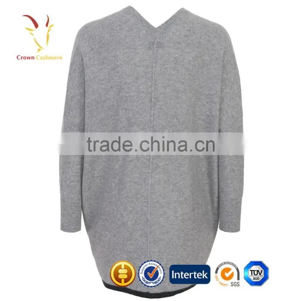 Grey Deep V Neck Black Cardigan Women photo-3