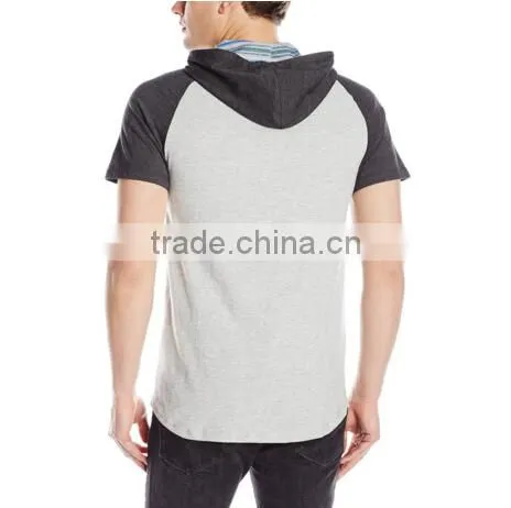 Hot-selling Custom Spandex/cotton Two Color Men's Short Sleeve Hoodie photo-2