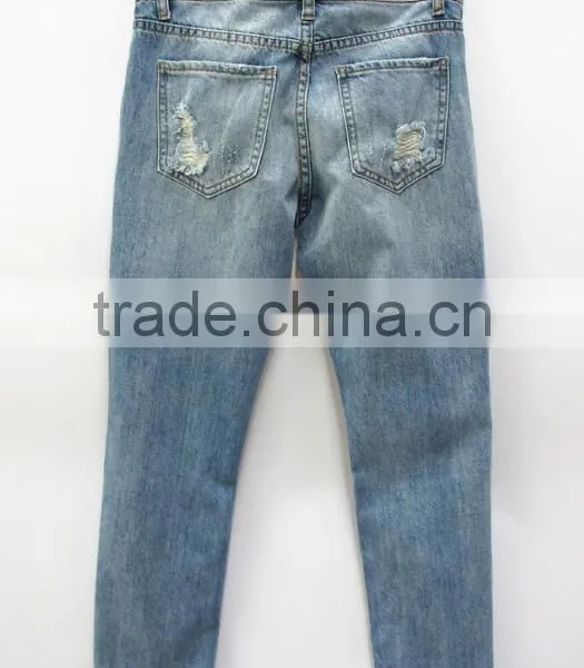 Runwaylover Custom Newest Fashion Stretch Blue Holes Denim Jeans Women Negotiate Price photo-6