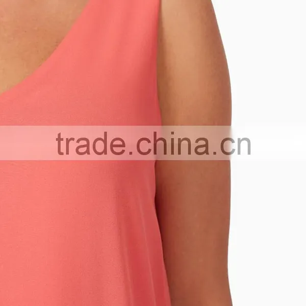 Latest Gorgeous Sleeveless Basic Coral Chiffon Maternity Dress for Women photo-5