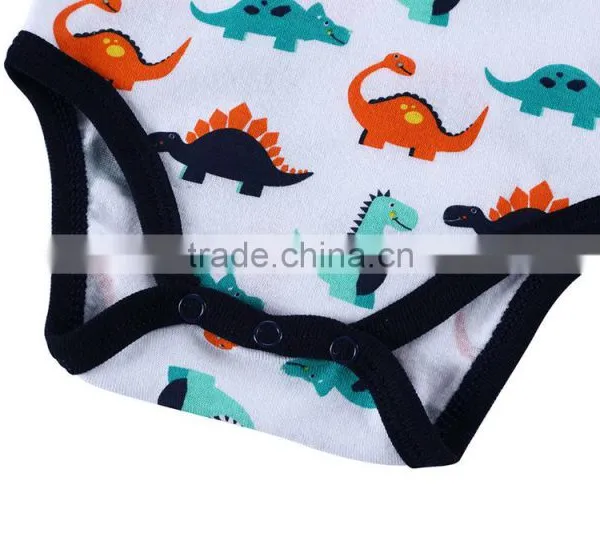 Wholesale Price Short Sleeve Summer Baby Bodysuit Baby Rompers Dinosaur Animal Pattern photo-6