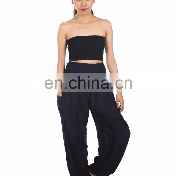 Lofbaz Women's Hippe Solid Drawstring Harem Bohemian Trousers Rayon Pants photo-3
