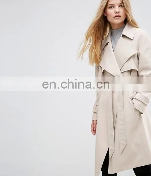 Trench Coat With Sash Belt Dust Coat Ladies Long Coat Design photo-2