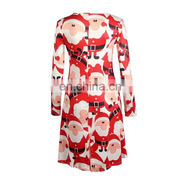 Christmas Evening Party Dress Long Sleeve Red Fashion Mini Christmas Dress photo-3