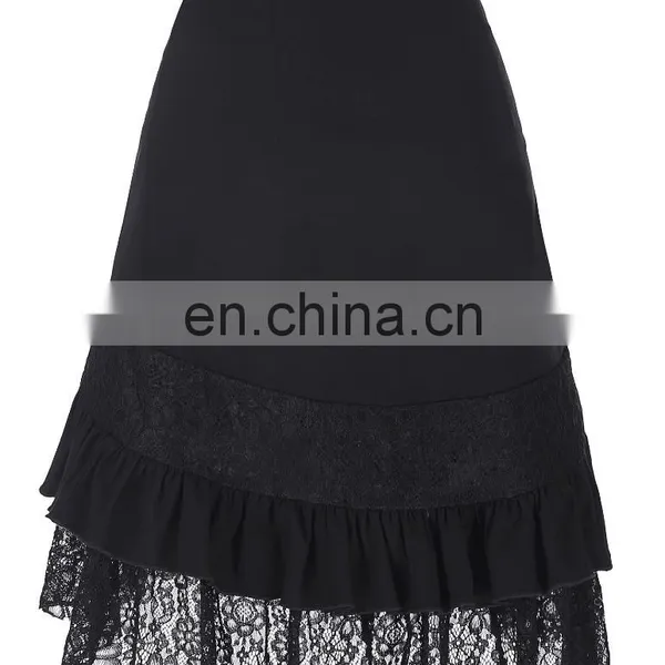 Belle Poque Vintage Women's Steampunk Gothic Clothing Gypsy Hippie High Stretchy Nylon-Cotton & Lace Skirts BP000205-1 photo-3