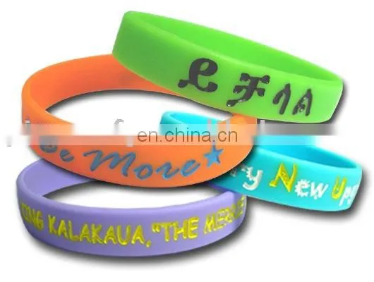 Cheap Debossed Full Color Funny Silicone Wristbands