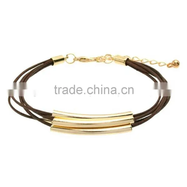 Turquoise Bead Bangle Bracelet With White Gold Copper Tube photo-6