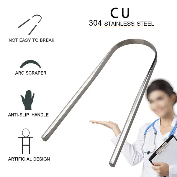 Hot Selling Oral Care Tools 304 Stainless Steel Tongue Scraper for Oral Caring photo-2