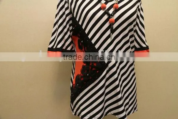 Ladies Printed Fashion Blouse With Back Branches Cotton and Chiffon photo-3