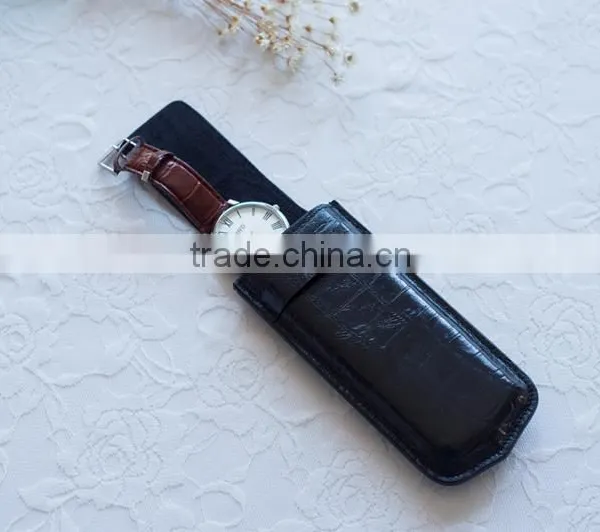 Wholesale High Quality First Layer Genuine Leather Gift Watch Storage Bag Purse Travel Watch Bag photo-3