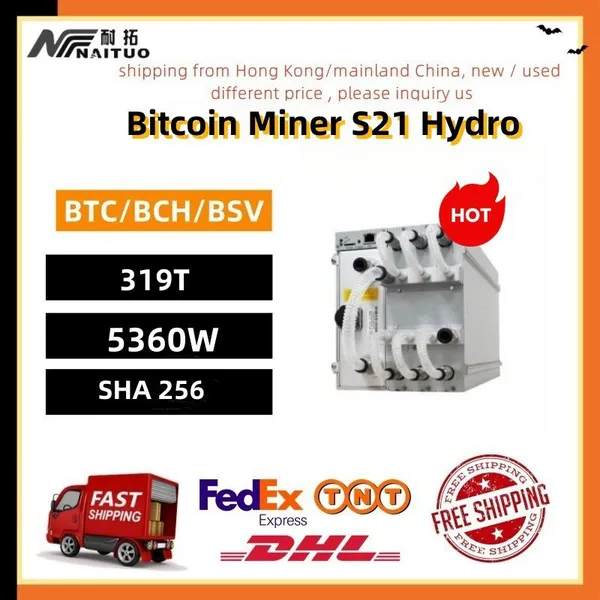 New S21 Hyd 319th/s Antminer Bitcoin Miner BTC BCH /BSV SHA256 Algorithm Air-cooling Miner Asic Crypto Miner