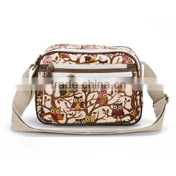 Fashion Owl Woman Shoulder Bag PVC Coated Canvas Woman Shoulder Bag photo-2