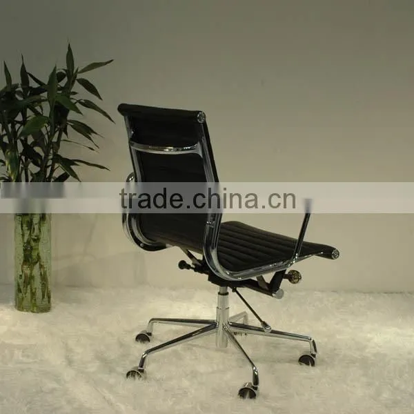 Replica European Style Chrome Aluminum Frame Italian Genuine Leather Lift Swivel Charles and Ray Low Back Office Chair photo-4