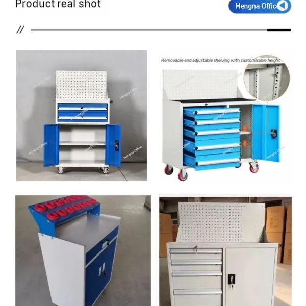 Steel Tool Storage Cart With Adjustable Shelves, Universal Wheels and Tool Tray for Construction Site and DIY Garage | Hengna Office photo-3