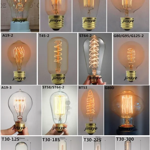 E26 E27 ST64 Bulbs / T4 5/ C35 / T300 / G80/G95/G125 40 Watts Amber Glass Incandescent Light Bulbs photo-5